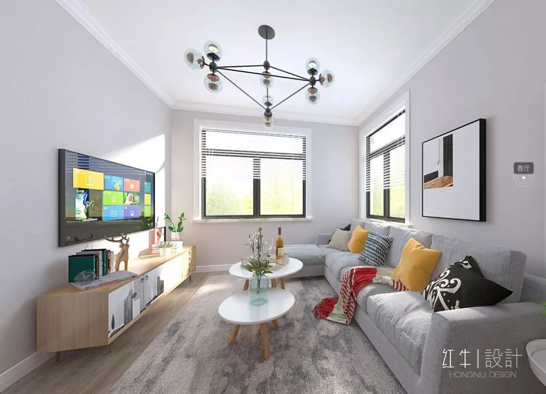 水印_红牛设计_南京平治南苑85平米北欧风格装修--三口之家的温馨居室02